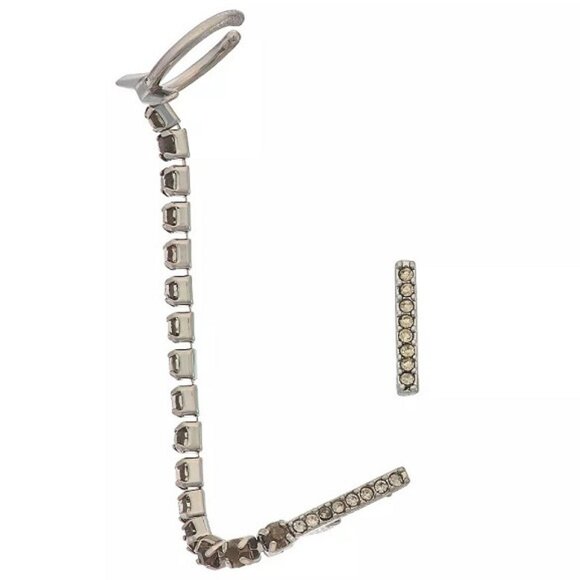 Vera Wang Jewelry - VERA WANG Rocker Chic Lightning Bolt Gunmetal Gray Crystal Mismatch Earrings~NEW